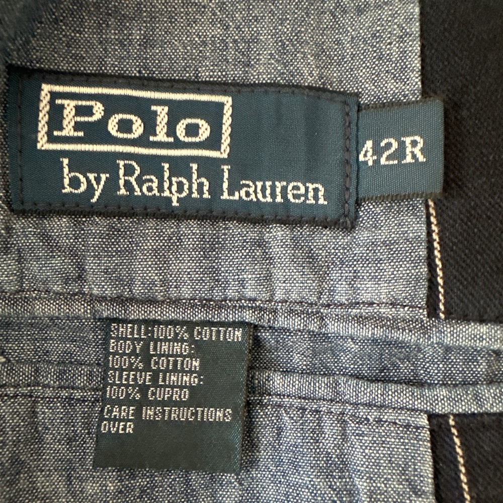 Polo Ralph Lauren Blazer Mens 42R Blue With White Striped 3 Button Blazer !! - Picture 16 of 16